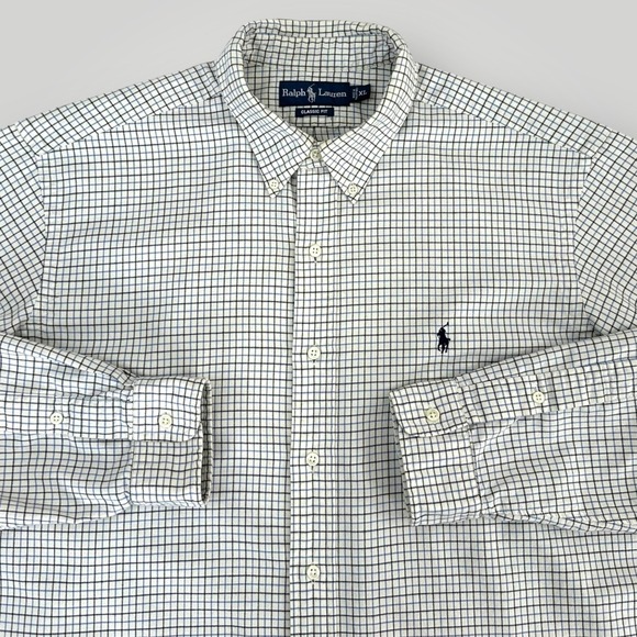 Ralph Lauren Other - Ralph Lauren Shirt‎ Mens XL Blue White Plaid Classic Fit Button Down Valdosta CC